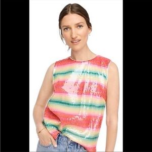 NWT J Crew Sleeveless Sequin Stripe Top Sz. Lg